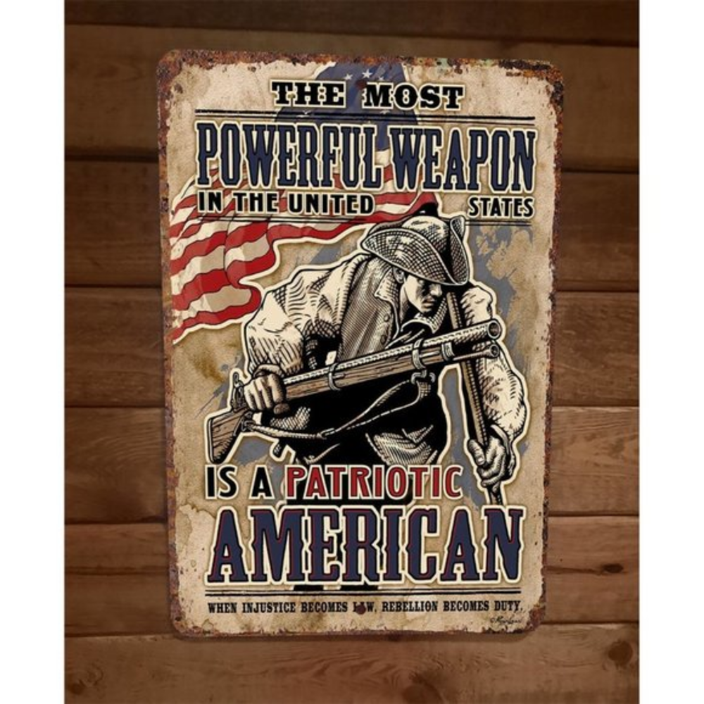 The Most Powerful Weapon is a Patriotic American 8x12 Metal Wall Sign Poster‎
